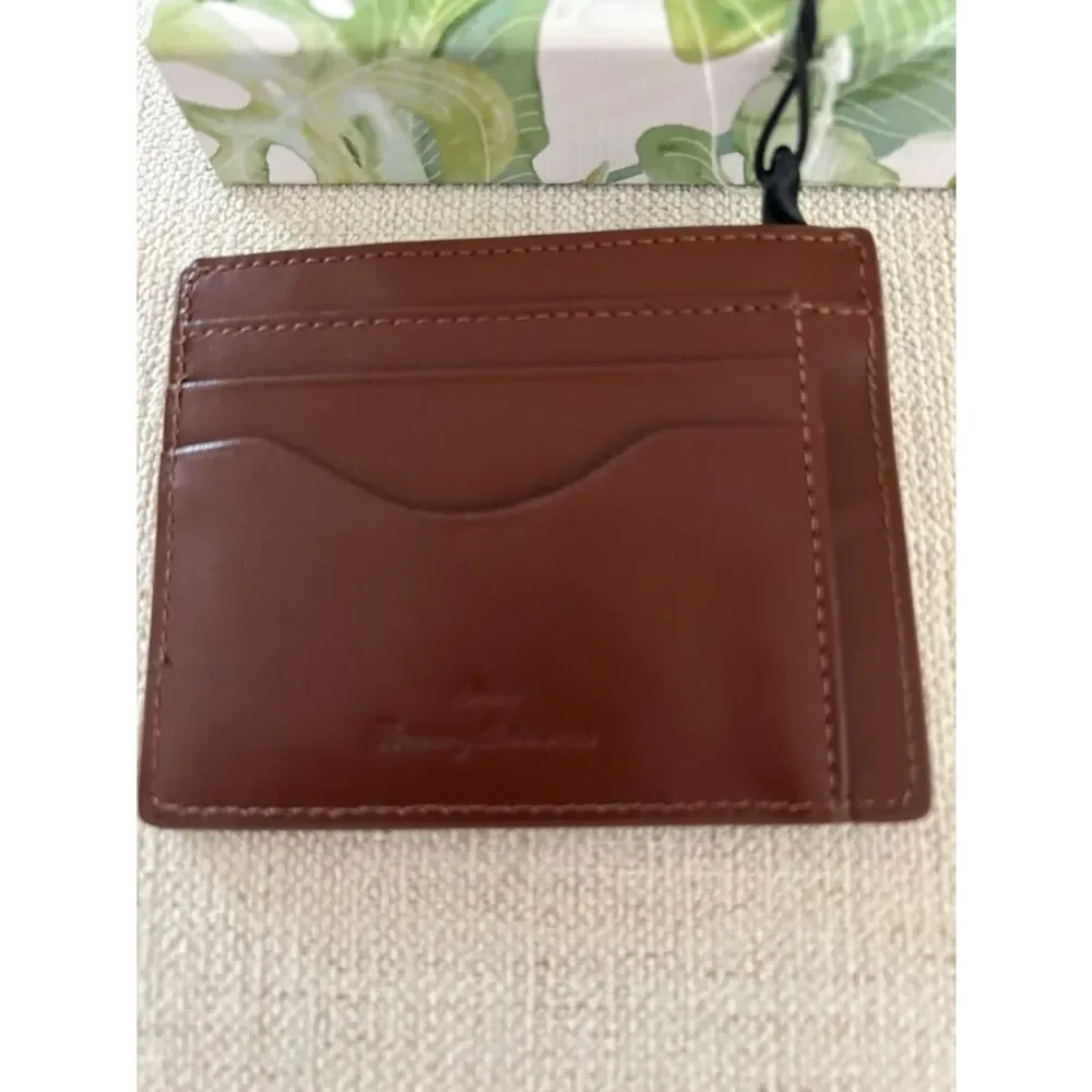 Tommy Bahama leather credit card holder lace details with gift box, Brown, NWT